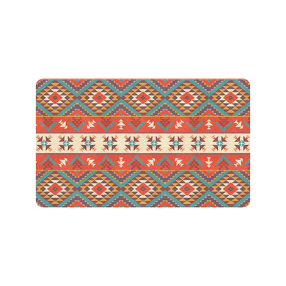 Aztec Red Print Pattern Rubber Doormat