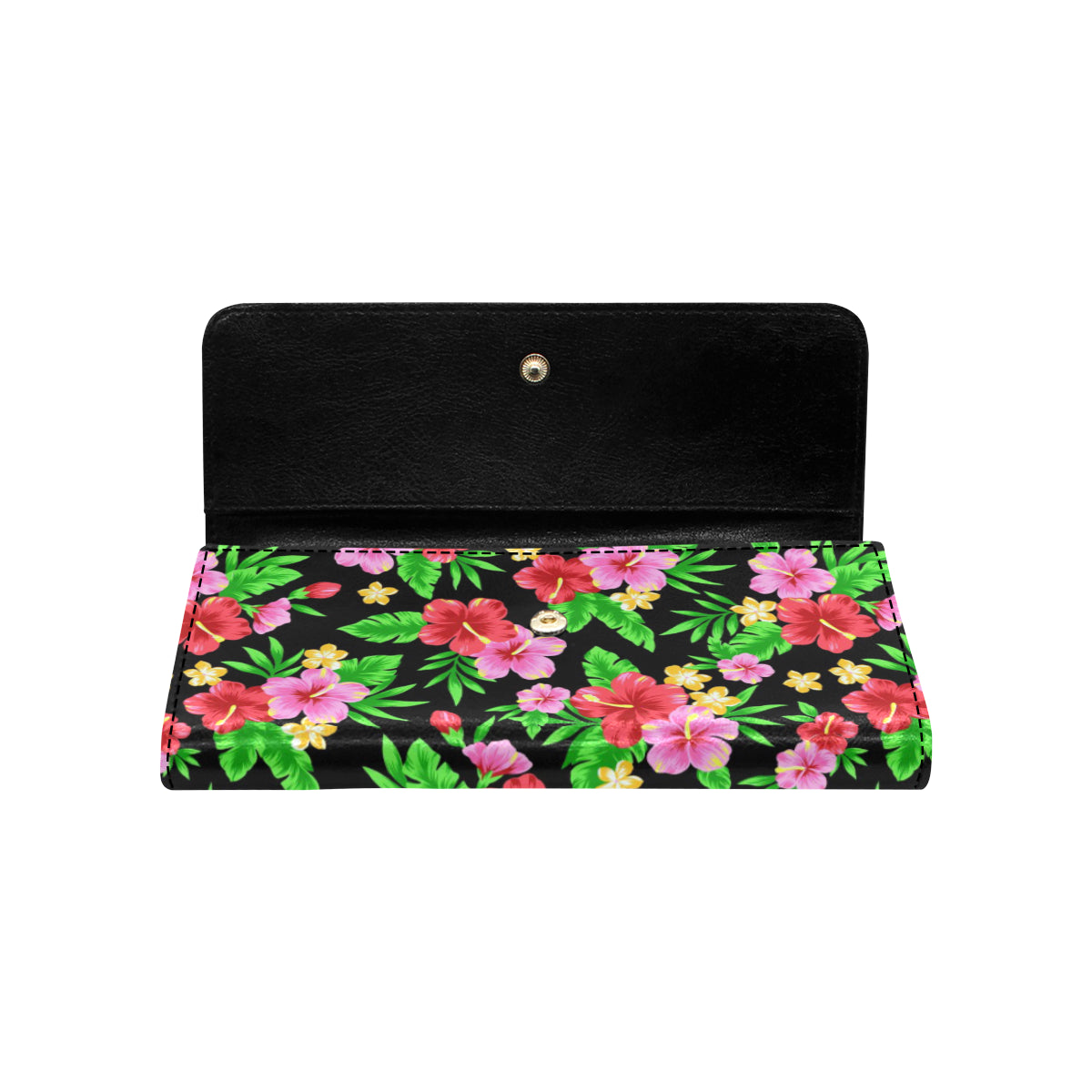 Pink Red Hibiscus Pattern Print Design HB023 Women's Trifold Wallet