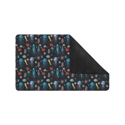 Jellyfish Underwater Print Rubber Doormat