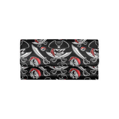 Pirate Pattern Print Design A05 Women's Trifold Wallet
