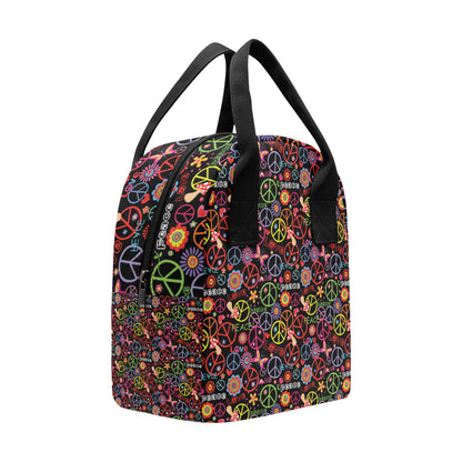 Peace Sign Colorful Design Print Insulated Lunch Bag