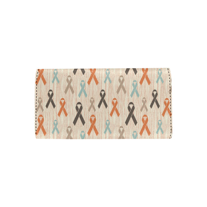 Cancer Awareness Pattern Print Design 01 Women's Trifold Wallet