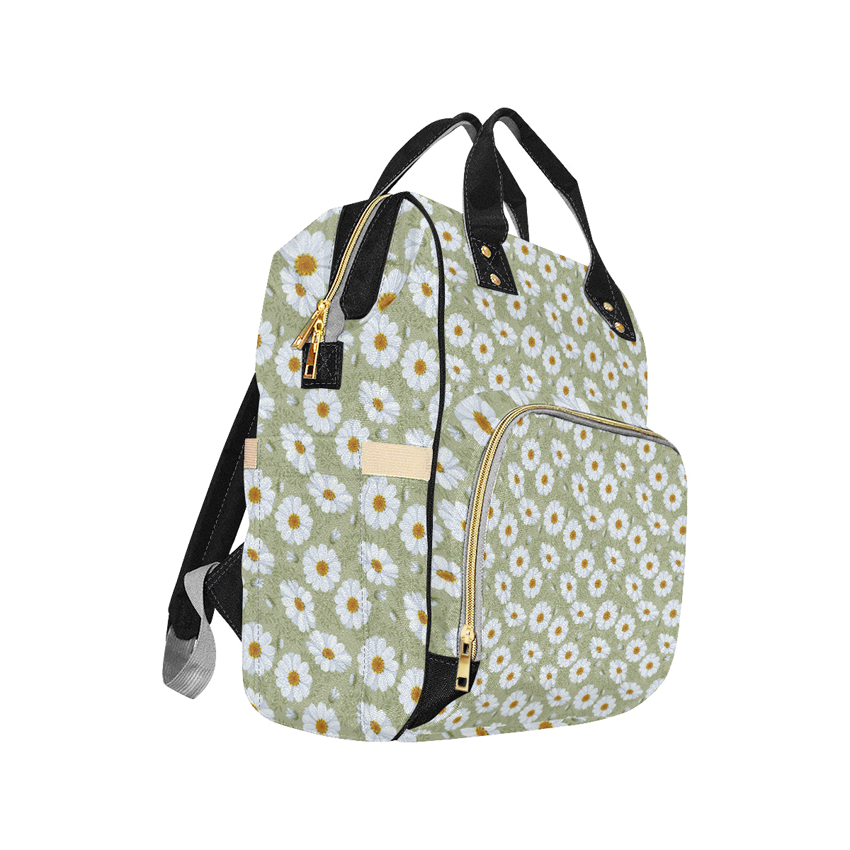 Daisy Yellow Print Pattern Diaper Bag Backpack