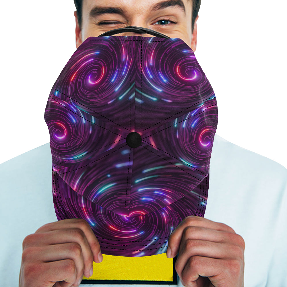 Vortex Twist Swirl Purple Neon Print Snapback Cap