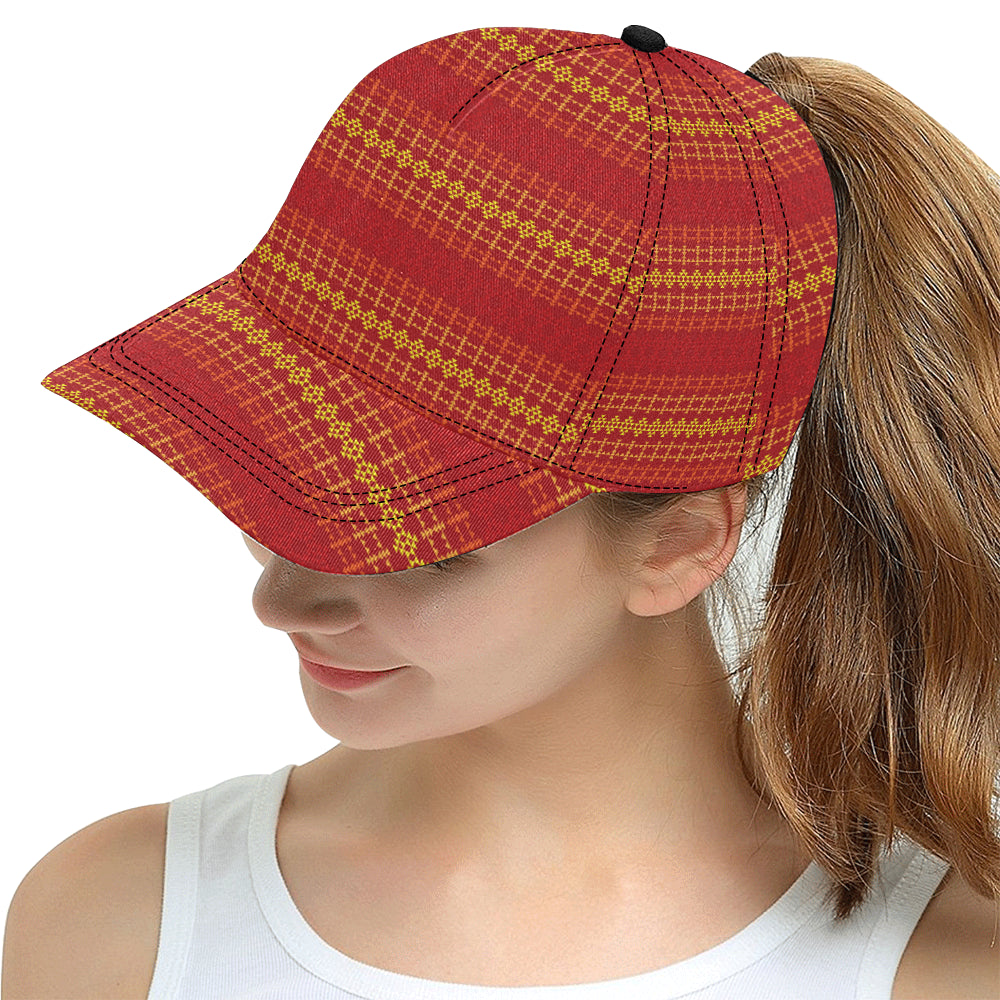 Southwest Red Gold Design Themed Print Snapback Cap