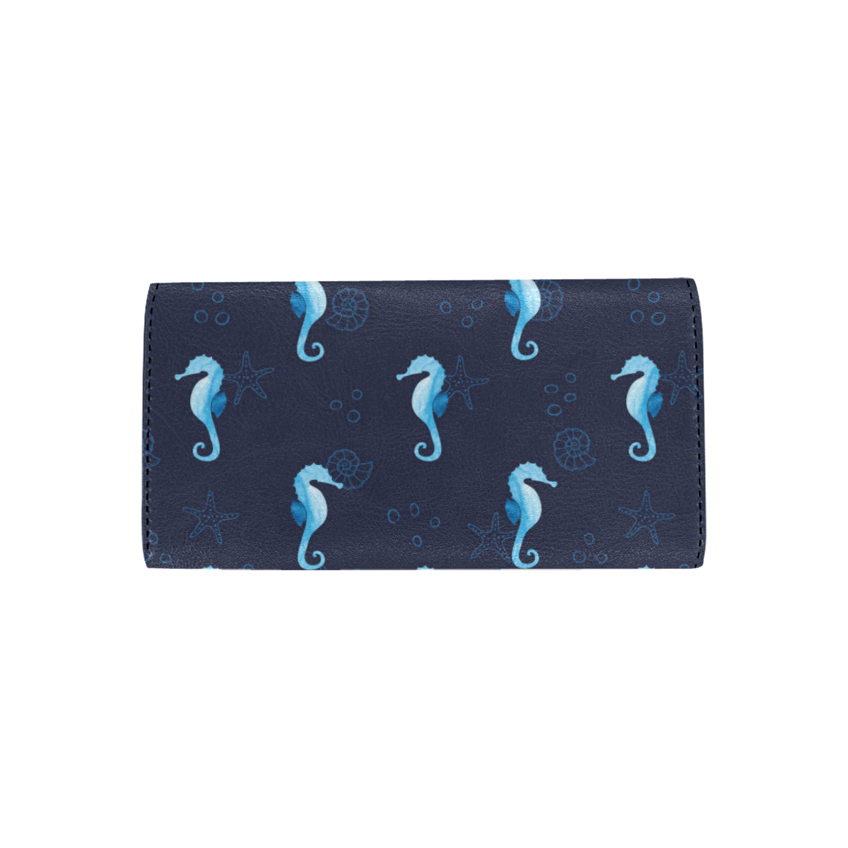 SeaHorse Blue neon Pattern Print Design 03 Women's Trifold Wallet