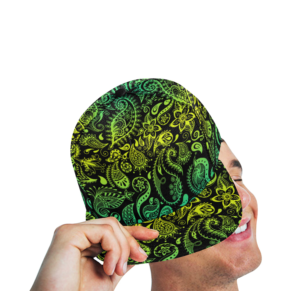 Paisley Green Design Print Snapback Cap