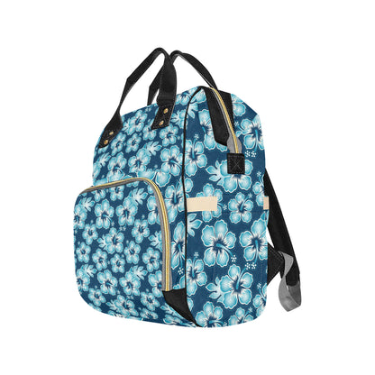 Blue Hibiscus Pattern Print Design HB011 Diaper Bag Backpack