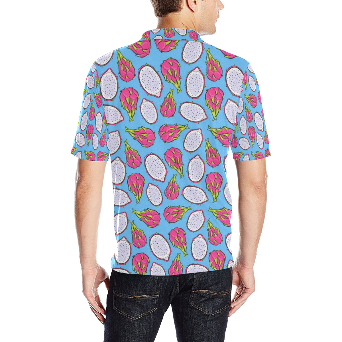 Dragonfruit Pattern Print Design DF04 Men Polo Shirt