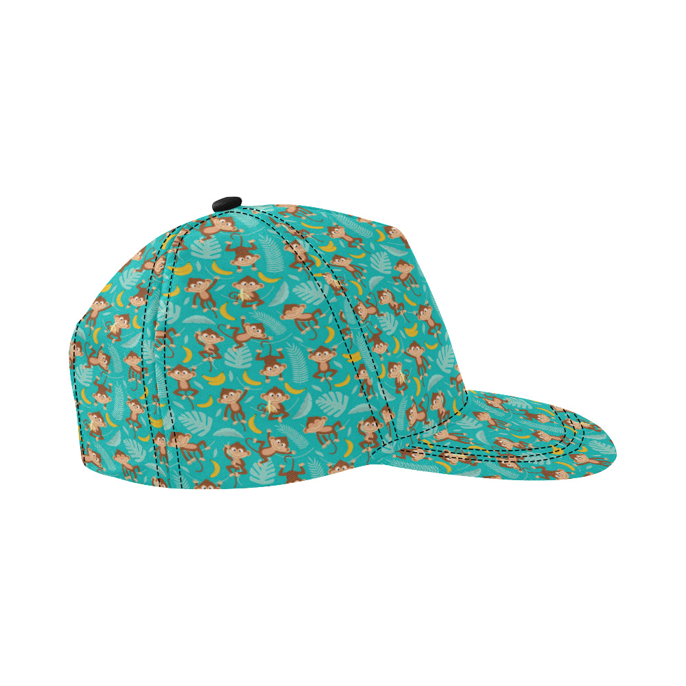 Monkey Happy Design Themed Print Snapback Cap