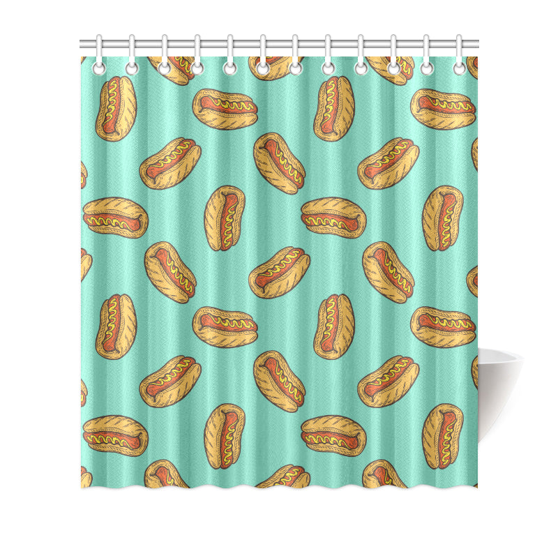 Hot Dog Pattern Print Design 04 Shower Curtain