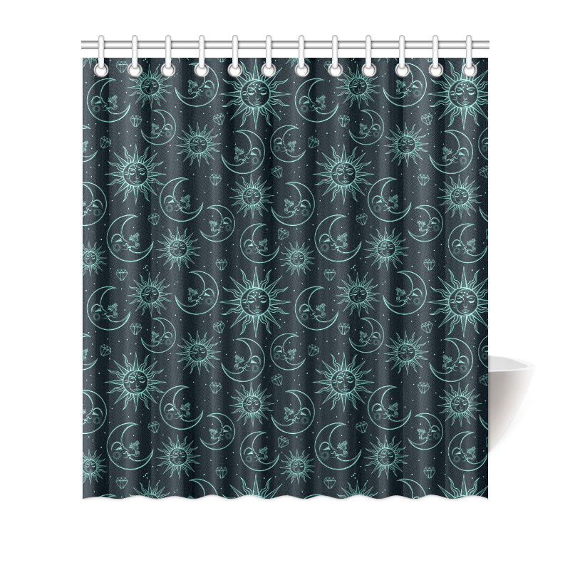 Sun Moon Magic Design Themed Print Shower Curtain
