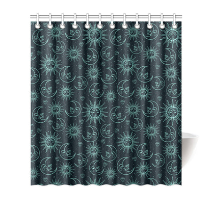 Sun Moon Magic Design Themed Print Shower Curtain