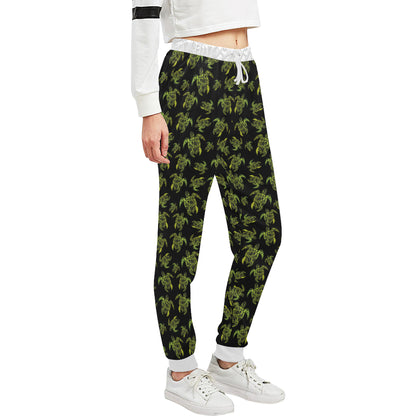 Green Tribal Turtle Polynesian Themed Unisex Sweatpants