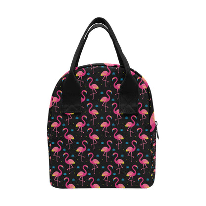 Flamingo Pink Neon Print Pattern Insulated Lunch Bag