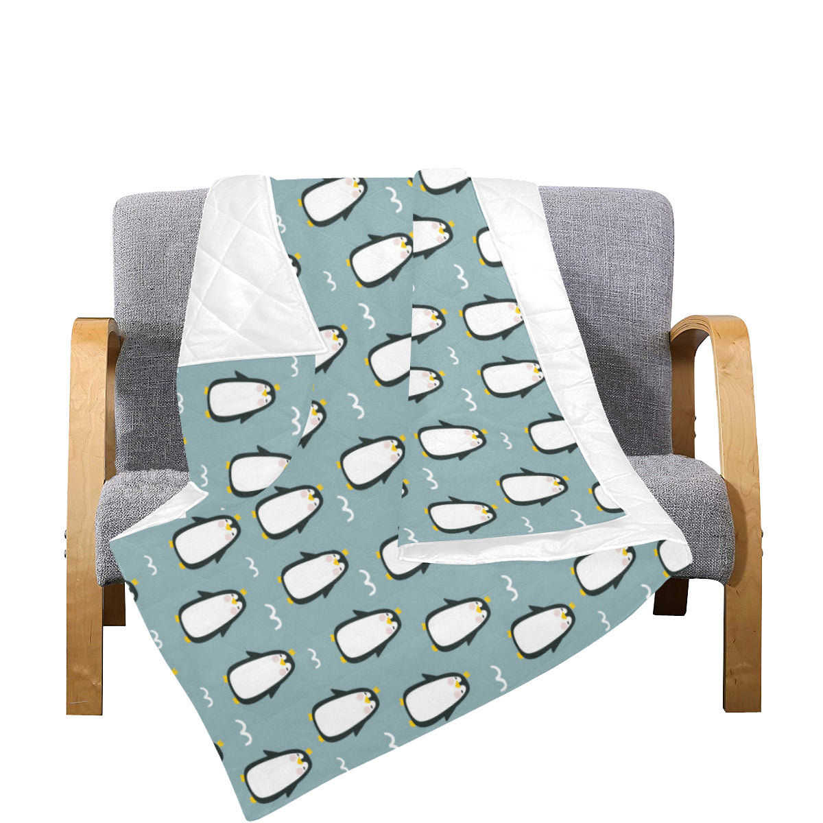 Penguin Pattern Print Design A02 Premium Quilt
