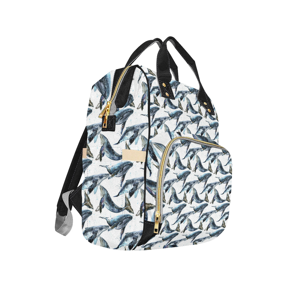 Blue Whale Pattern Print Design 03 Diaper Bag Backpack