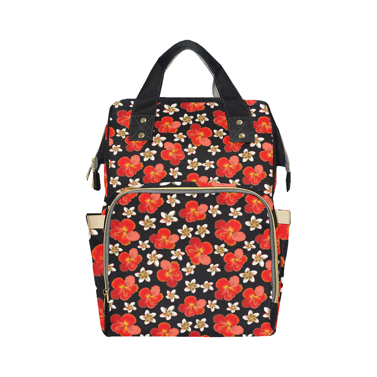 Red Hibiscus Pattern Print Design HB022 Diaper Bag Backpack