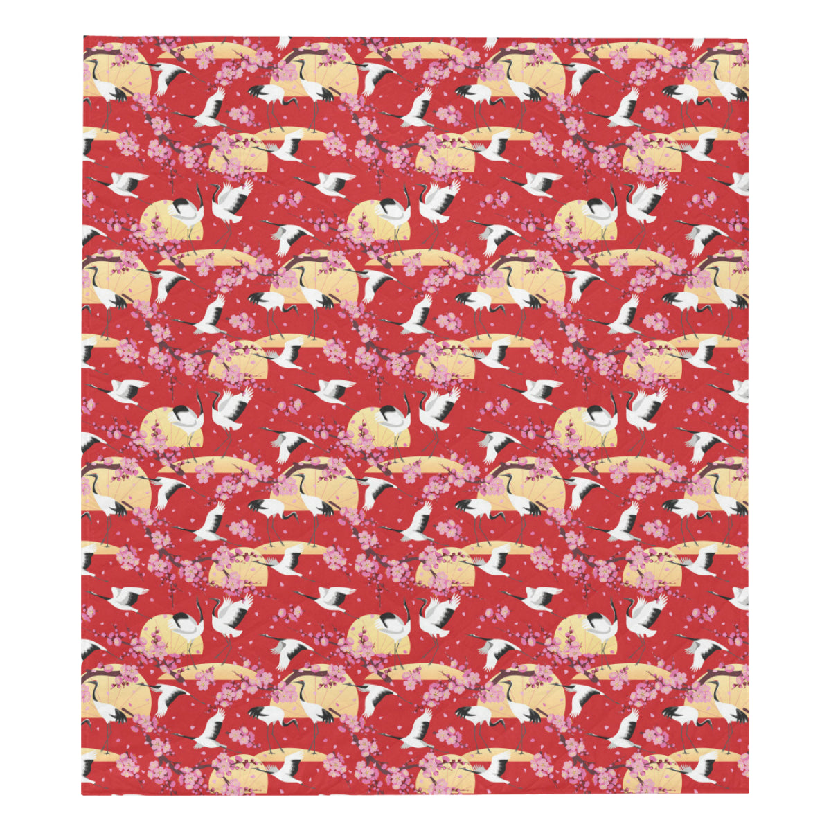 Crane Pattern Print Design 04 Premium Quilt