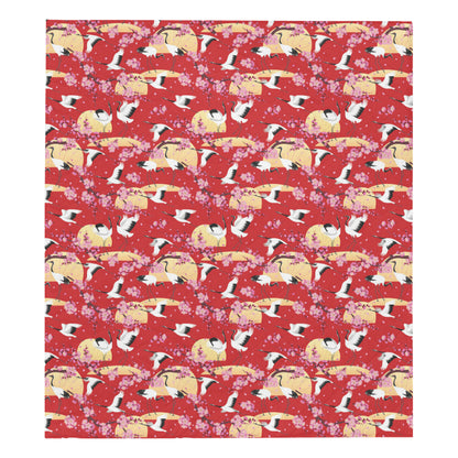 Crane Pattern Print Design 04 Premium Quilt