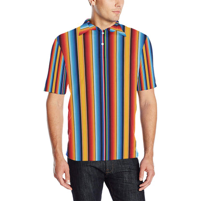 Mexican Blanket Stripe Print Pattern Men Polo Shirt