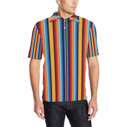 Mexican Blanket Stripe Print Pattern Men Polo Shirt