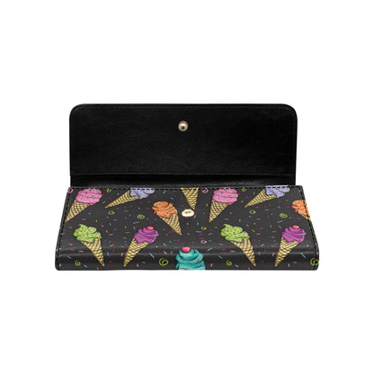 Ice Cream Pattern Print Design IC06 Women's Trifold Wallet