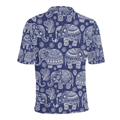 White Elephant Mandala Men Polo Shirt