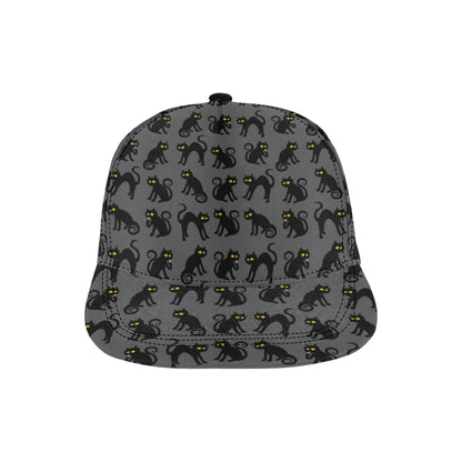 Black Cat Cute Print Pattern Snapback Cap