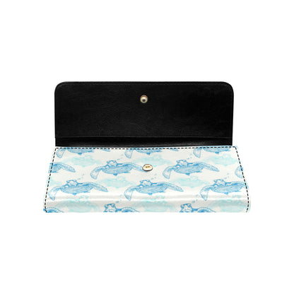 Sea Turtle Pattern Print Design T01 Women's Trifold Wallet
