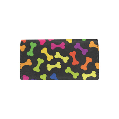 Dog Bone Neon Color Pattern Print Design 02 Women's Trifold Wallet