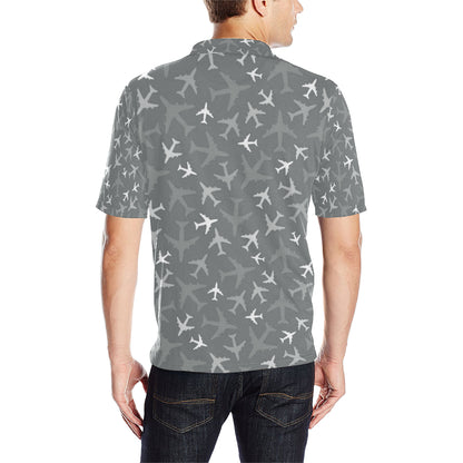 Airplane Pattern Print Design 02 Men Polo Shirt