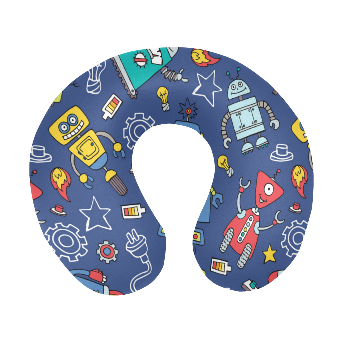 Robot Pattern Print Design A03 U-Shaped Travel Neck Pillow