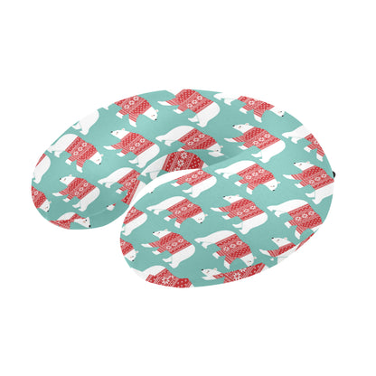 Polar Bear Pattern Print Design A04 U-Shaped Travel Neck Pillow