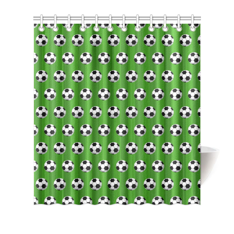 Soccer Ball Green Backgrpund Print Shower Curtain