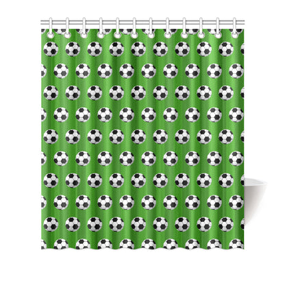 Soccer Ball Green Backgrpund Print Shower Curtain