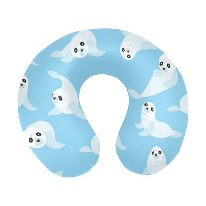 Sea Lion Cute Pattern Print Design 03 U-Shaped Travel Neck Pillow