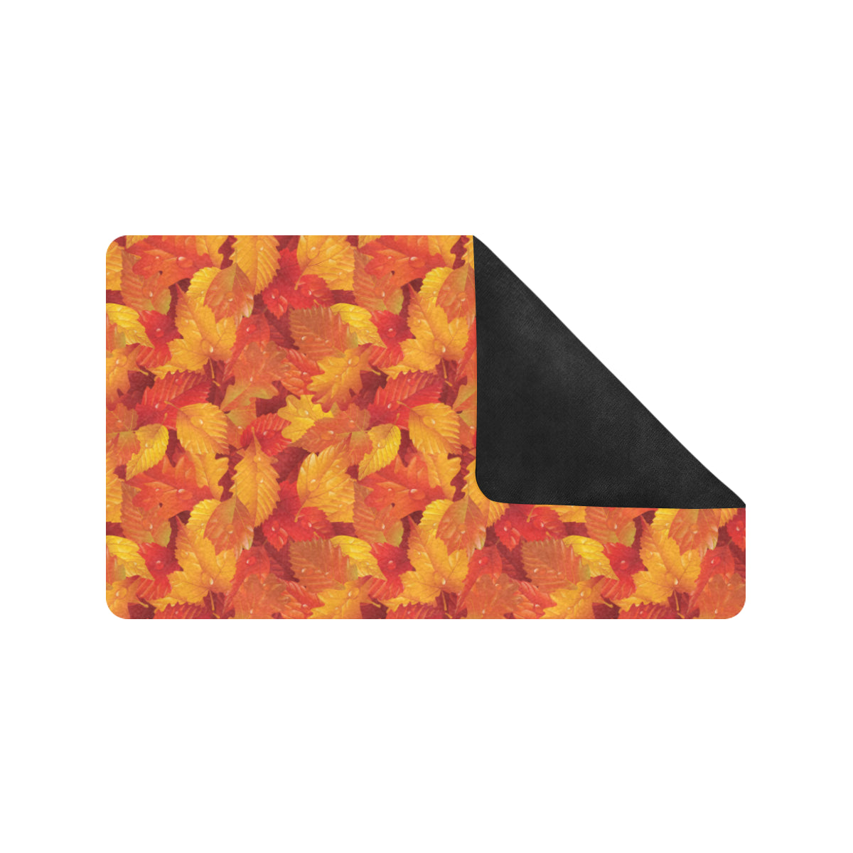 Elm Leave Autum Print Pattern Rubber Doormat