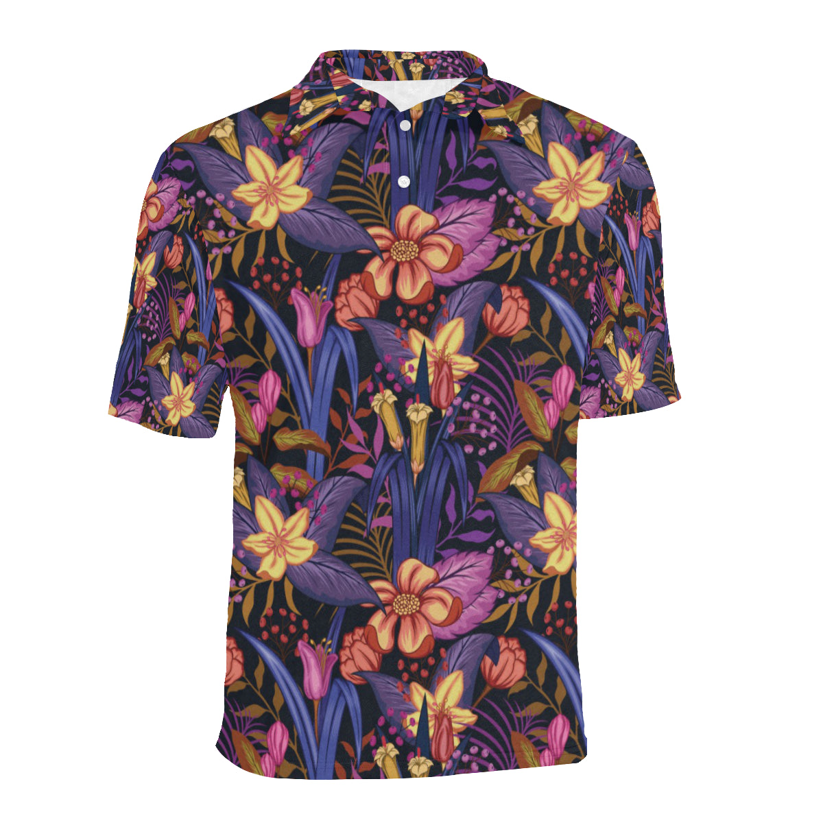 Lily Pattern Print Design LY016 Men Polo Shirt