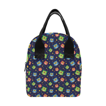 Owl with Star Themed Design Print Insulated Lunch Bag
