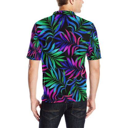 Tropical Flower Pattern Print Design TF010 Men Polo Shirt