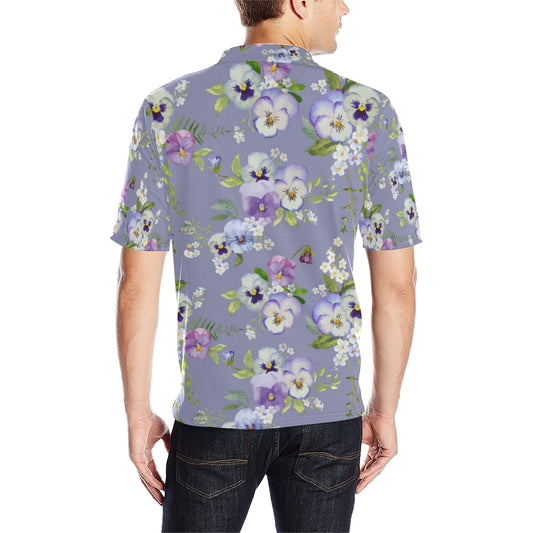 Pansy Pattern Print Design PS05 Men Polo Shirt