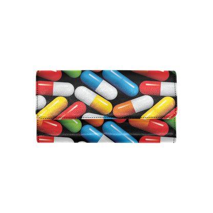 Pill Pattern Print Design A02 Women's Trifold Wallet