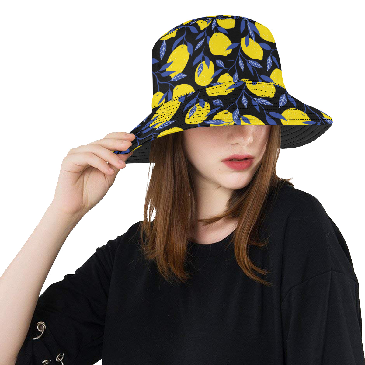 Lemon Pattern Print Design LM01 Unisex Bucket Hat