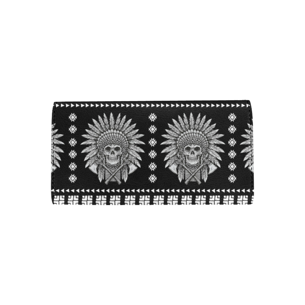 Native American Indian Skull Women's Trifold Wallet