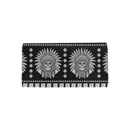 Native American Indian Skull Women's Trifold Wallet