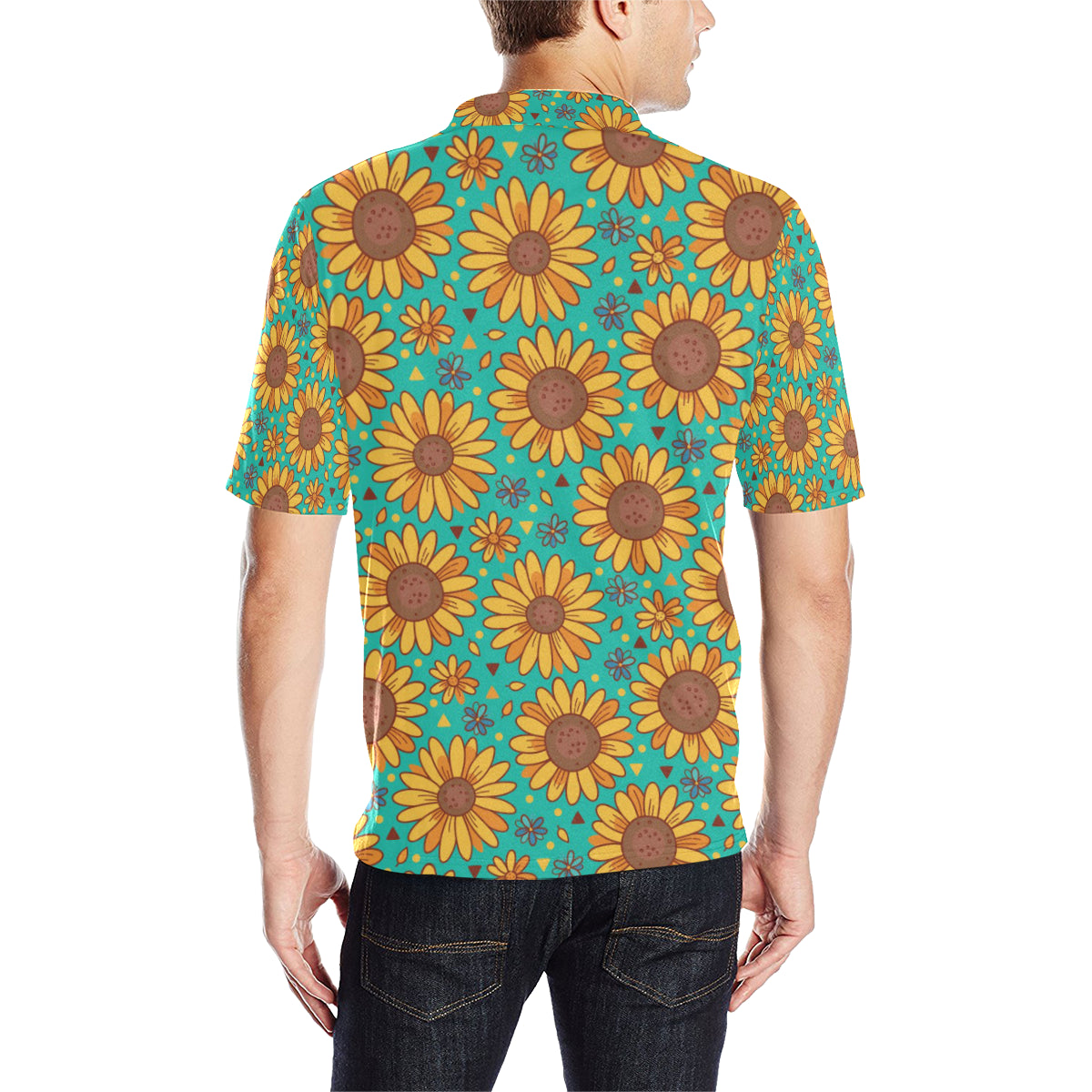 Sunflower Pattern Print Design SF013 Men Polo Shirt