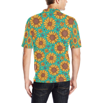 Sunflower Pattern Print Design SF013 Men Polo Shirt