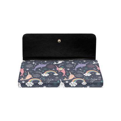 Narwhal Pattern Print Design 01 Women's Trifold Wallet