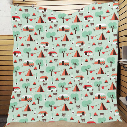 Camper Tent Pattern Print Design 01 Premium Quilt